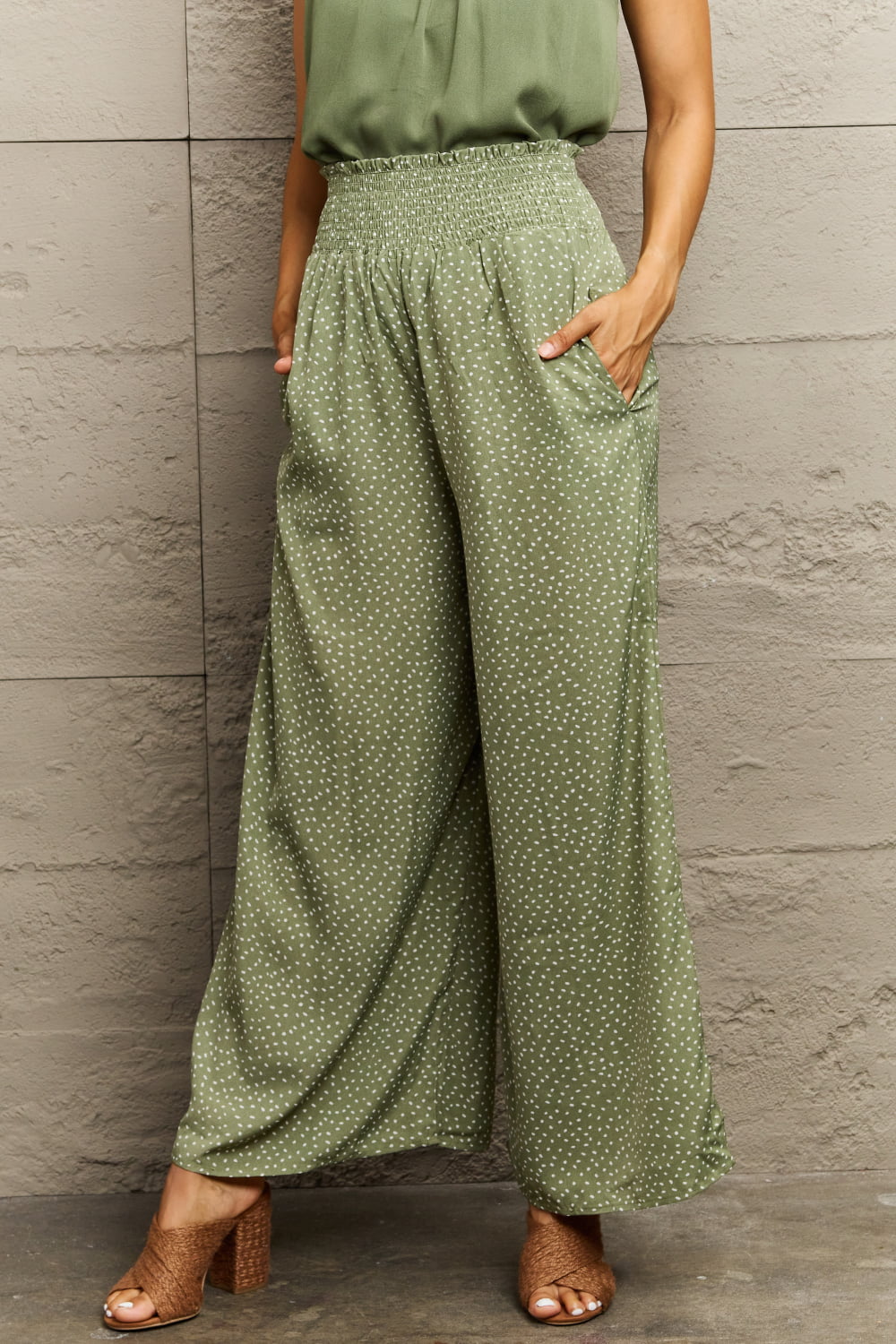 Smocked Waist Wide Leg Polka Dot Long Pants-Trendsi-[option4]-[option5]-[option6]-[option7]-[option8]-Shop-Boutique-Clothing-for-Women-Online