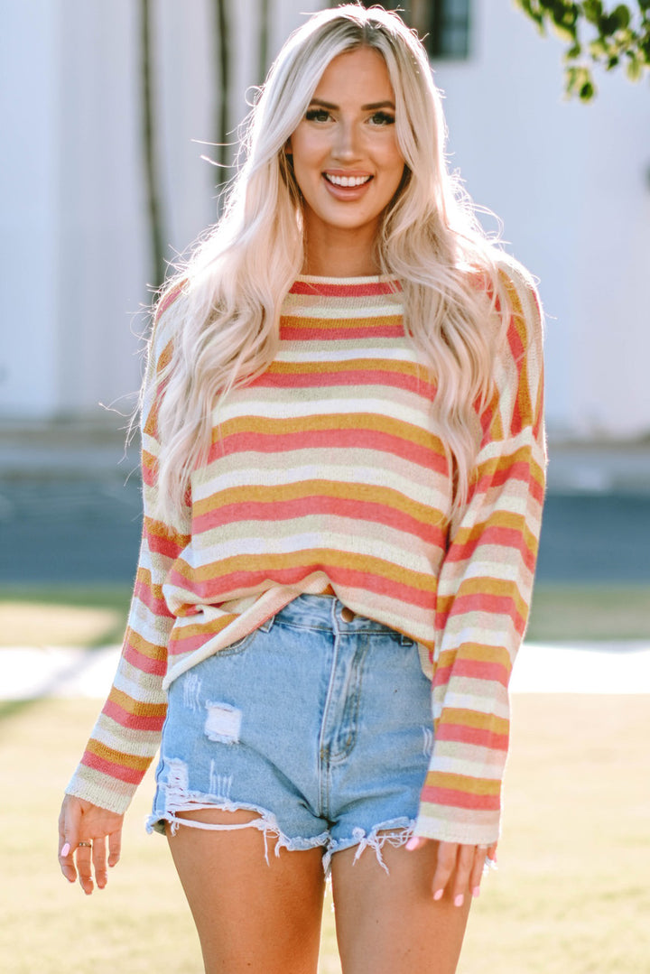 Striped Round Neck Dropped Shoulder Pullover Sweater-Trendsi-Stripe-S-[option4]-[option5]-[option6]-[option7]-[option8]-Shop-Boutique-Clothing-for-Women-Online