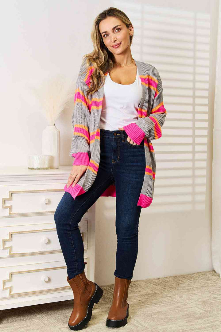 Woven Right Ribbed Long Sleeve Cardigan-Trendsi-[option4]-[option5]-[option6]-[option7]-[option8]-Shop-Boutique-Clothing-for-Women-Online