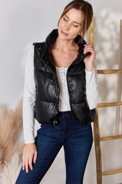 Love Tree Faux Leather Snap and Zip Closure Vest Coat-Trendsi-[option4]-[option5]-[option6]-[option7]-[option8]-Shop-Boutique-Clothing-for-Women-Online