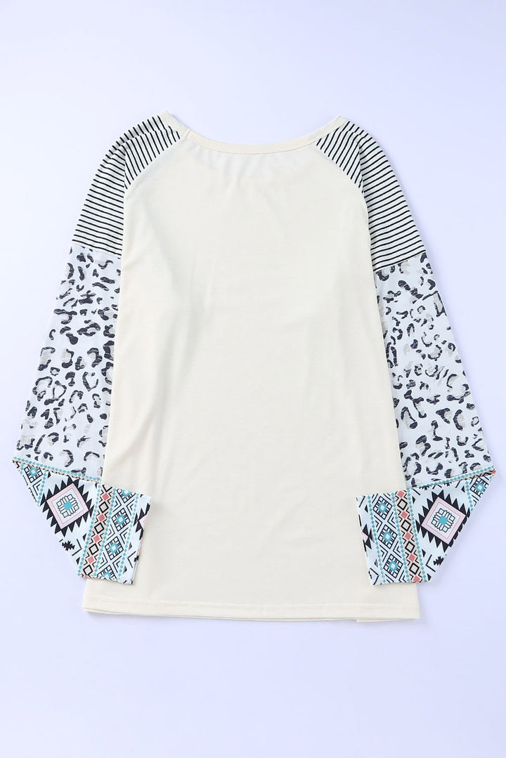 Plus Size Mixed Print Raglan Sleeve Round Neck Top-Trendsi-[option4]-[option5]-[option6]-[option7]-[option8]-Shop-Boutique-Clothing-for-Women-Online