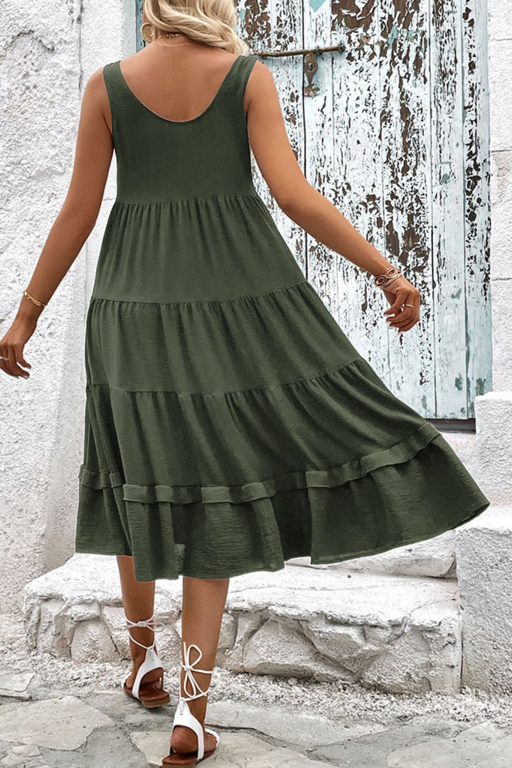 Decorative Button Scoop Neck Tiered Sleeveless Dress-Trendsi-[option4]-[option5]-[option6]-[option7]-[option8]-Shop-Boutique-Clothing-for-Women-Online