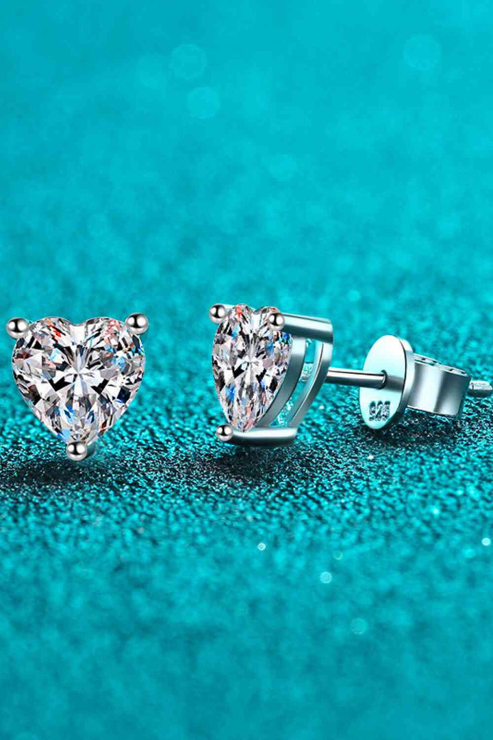 2 Carat Moissanite Heart-Shaped Stud Earrings-Trendsi-Silver-One Size-[option4]-[option5]-[option6]-[option7]-[option8]-Shop-Boutique-Clothing-for-Women-Online