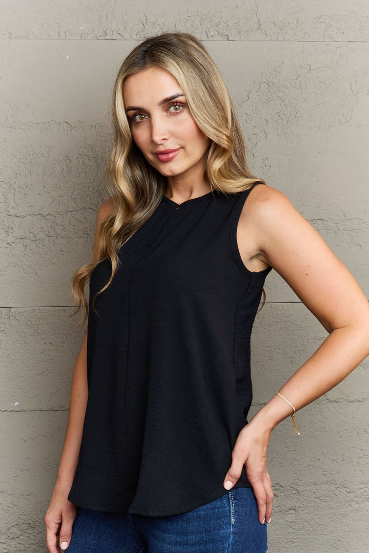 Ninexis First Glance Sleeveless Neckline Slit Top-Trendsi-[option4]-[option5]-[option6]-[option7]-[option8]-Shop-Boutique-Clothing-for-Women-Online