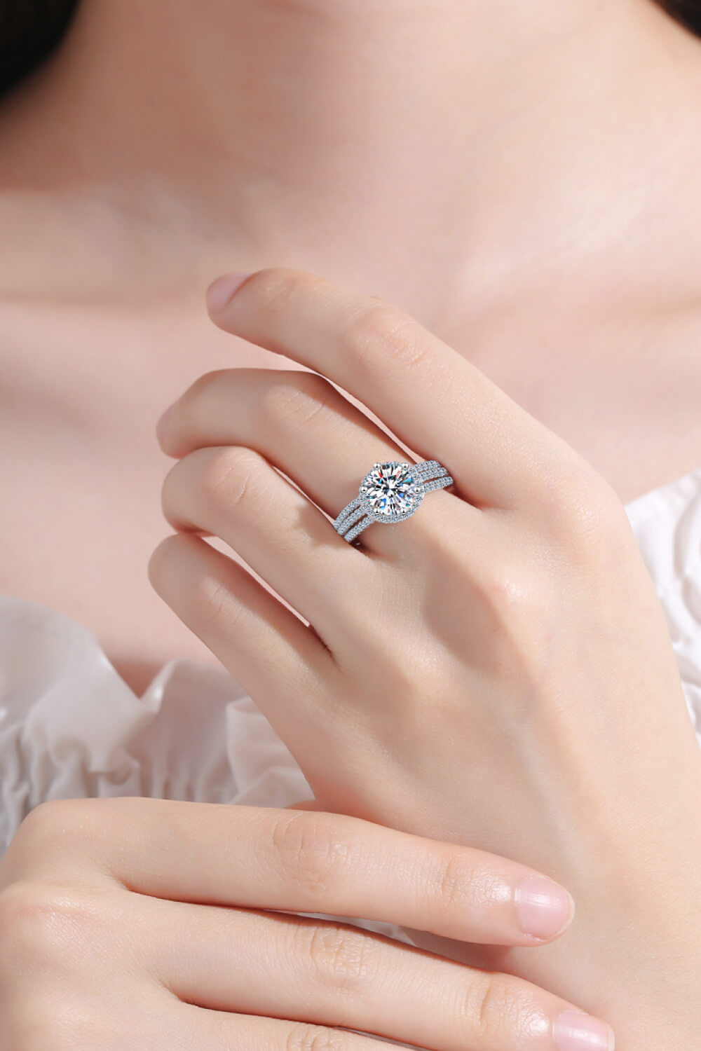 Sterling Silver Moissanite Ring-Trendsi-[option4]-[option5]-[option6]-[option7]-[option8]-Shop-Boutique-Clothing-for-Women-Online