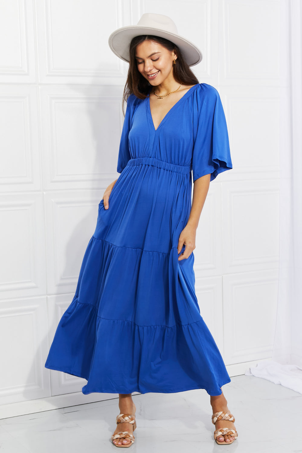 Culture Code My Muse Flare Sleeve Tiered Maxi Dress-Trendsi-[option4]-[option5]-[option6]-[option7]-[option8]-Shop-Boutique-Clothing-for-Women-Online