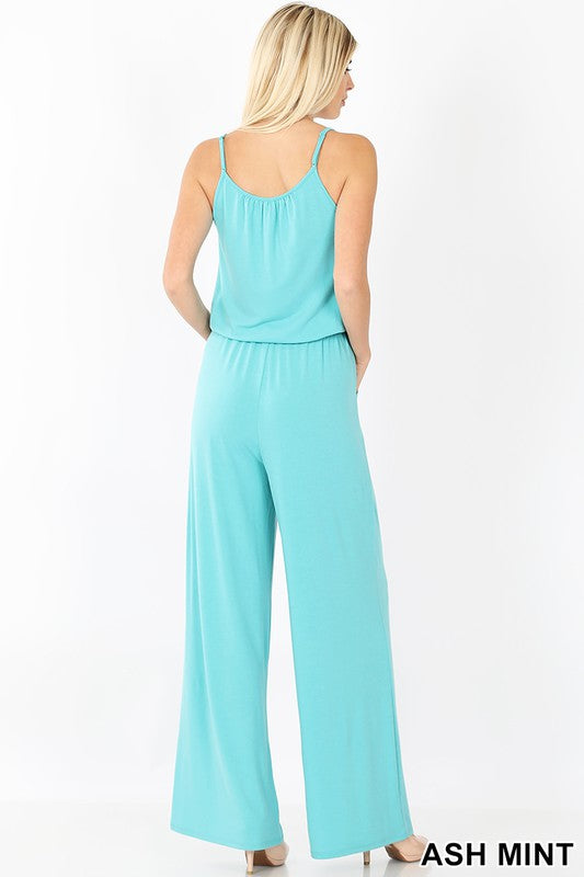Zenana Spaghetti strap wide leg jumpsuit-ZENANA-[option4]-[option5]-[option6]-[option7]-[option8]-Shop-Boutique-Clothing-for-Women-Online