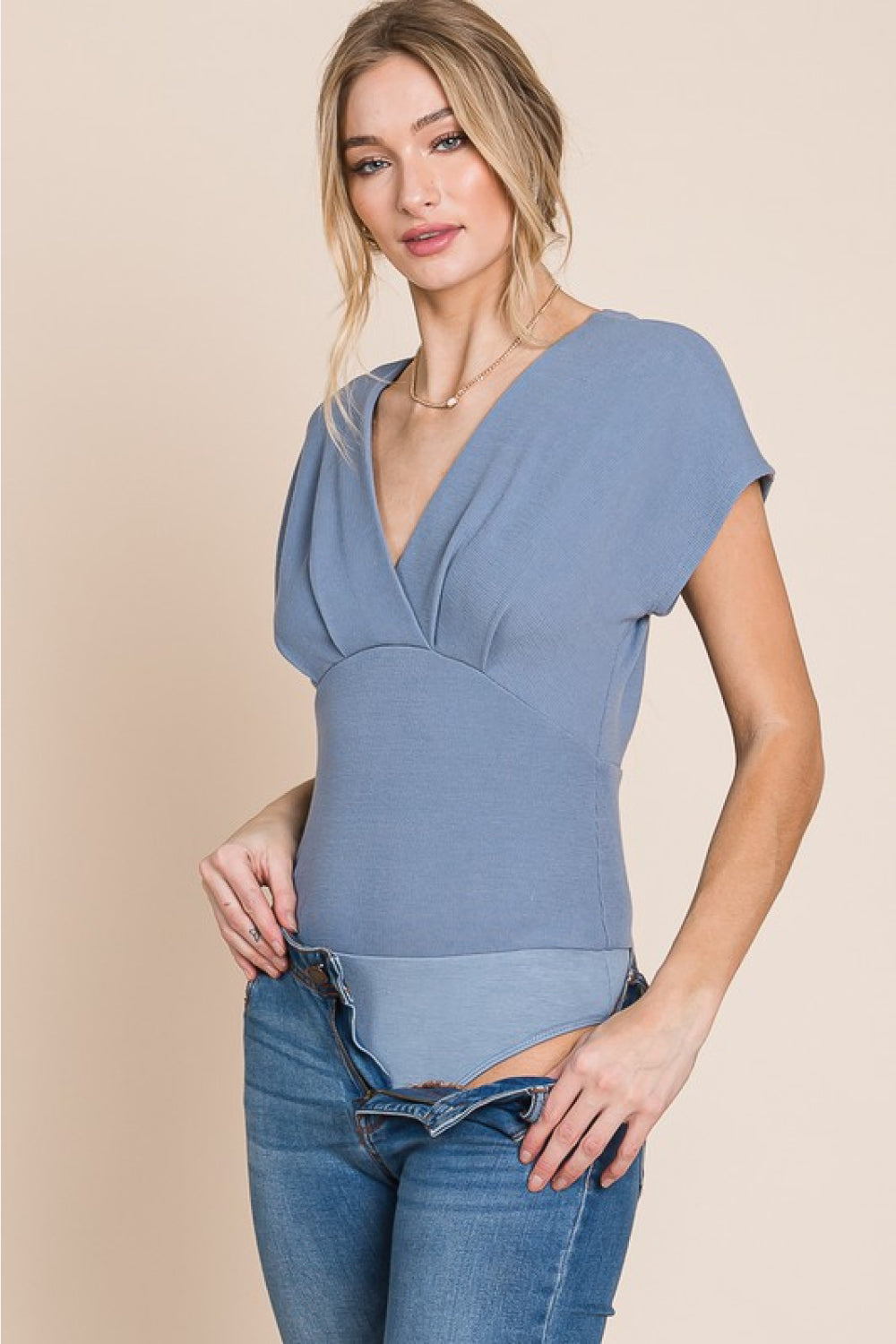 HEYSON Flatter Me Thermal V-Neck Bodysuit-Trendsi-Misty Blue-S-[option4]-[option5]-[option6]-[option7]-[option8]-Shop-Boutique-Clothing-for-Women-Online