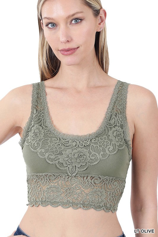 Seamless Stretch Lace Bralette-ZENANA-LT OLIVE-L/XL-[option4]-[option5]-[option6]-[option7]-[option8]-Shop-Boutique-Clothing-for-Women-Online
