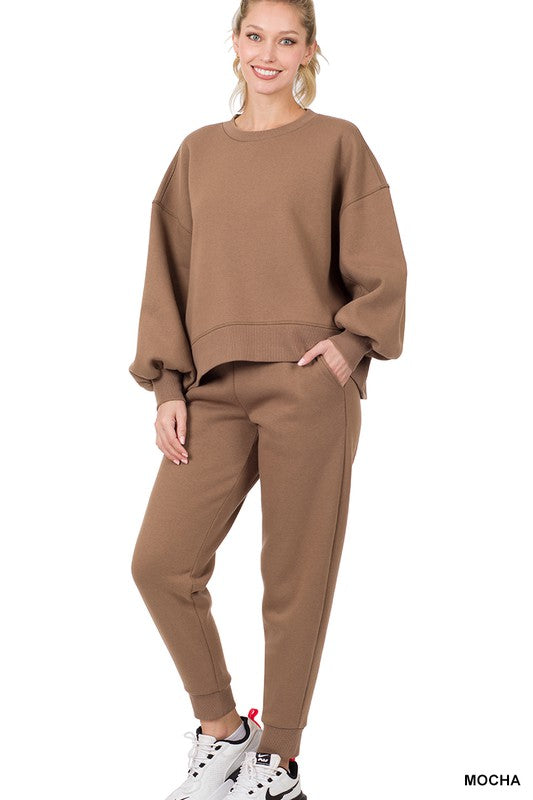Balloon Sleeve Sweatshirt & Sweatpants Set-ZENANA-[option4]-[option5]-[option6]-[option7]-[option8]-Shop-Boutique-Clothing-for-Women-Online