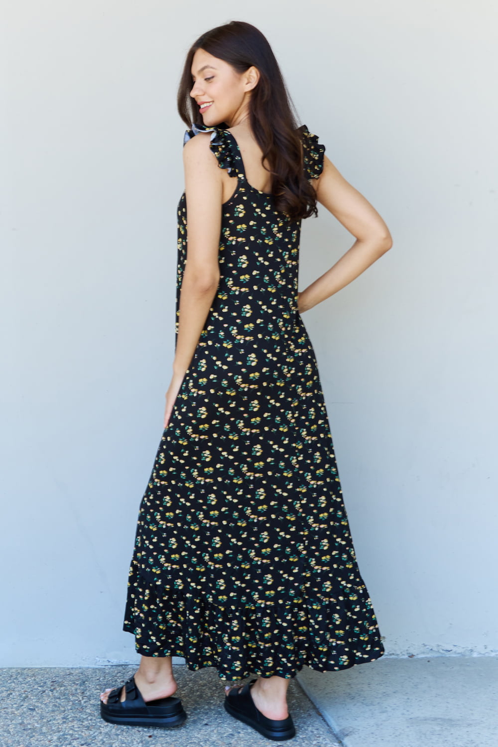 Doublju In The Garden Ruffle Floral Maxi Dress in Black Yellow Floral-Trendsi-[option4]-[option5]-[option6]-[option7]-[option8]-Shop-Boutique-Clothing-for-Women-Online