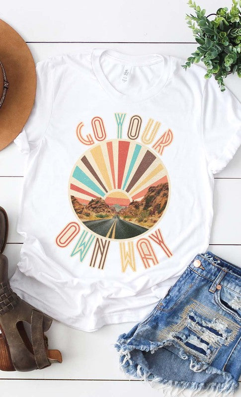 Retro go your own way lyric graphic tee-Kissed Apparel-White-S-[option4]-[option5]-[option6]-[option7]-[option8]-Shop-Boutique-Clothing-for-Women-Online