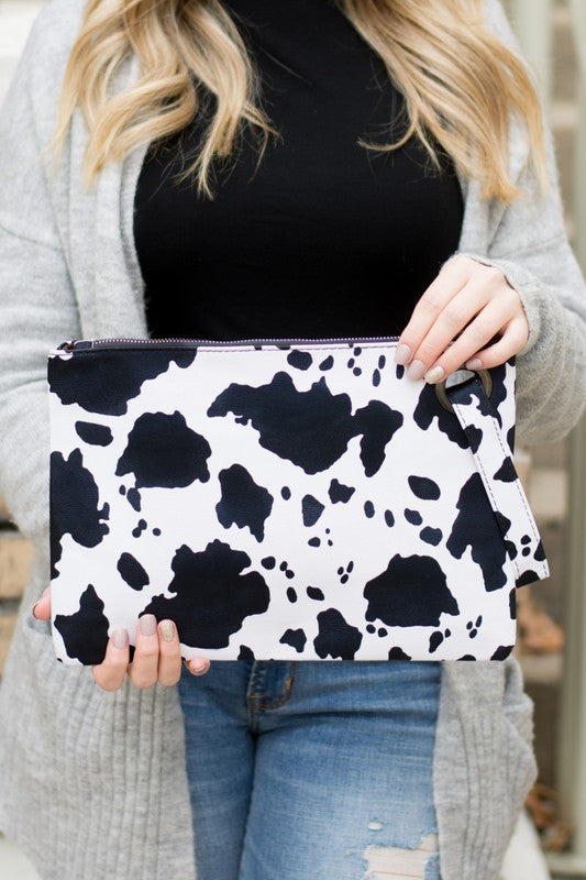 Cow Print Oversized Everyday Clutch-Aili's Corner-Brown-OneSize-[option4]-[option5]-[option6]-[option7]-[option8]-Shop-Boutique-Clothing-for-Women-Online
