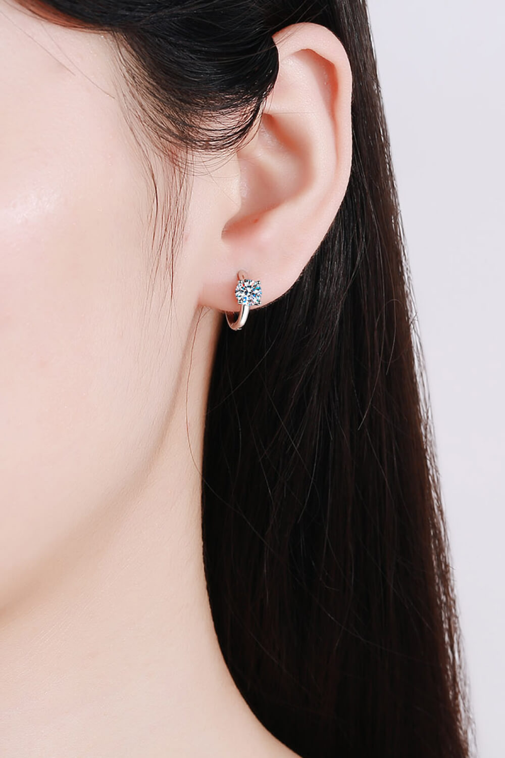 1 Carat Moissanite Huggie Earrings-Trendsi-Silver-One Size-[option4]-[option5]-[option6]-[option7]-[option8]-Shop-Boutique-Clothing-for-Women-Online