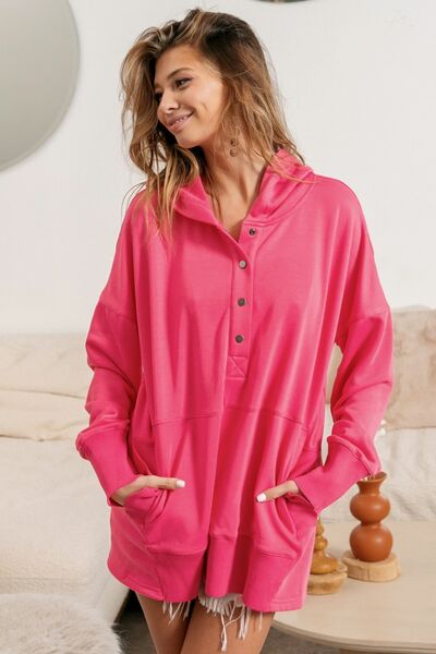 BiBi Half Snap Thumbhole Long Sleeve Hoodie-Trendsi-[option4]-[option5]-[option6]-[option7]-[option8]-Shop-Boutique-Clothing-for-Women-Online