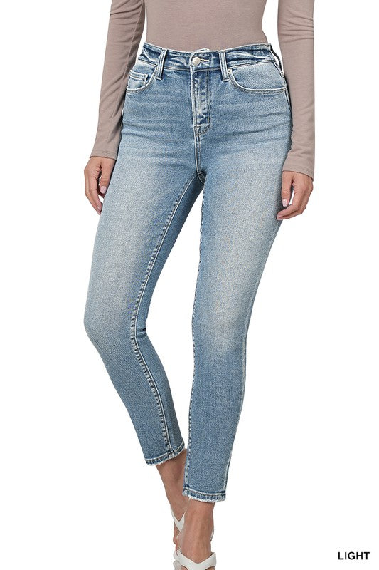 Zenana High Rise Ankle Skinny Jeans-ZENANA-LIGHT-27-[option4]-[option5]-[option6]-[option7]-[option8]-Shop-Boutique-Clothing-for-Women-Online