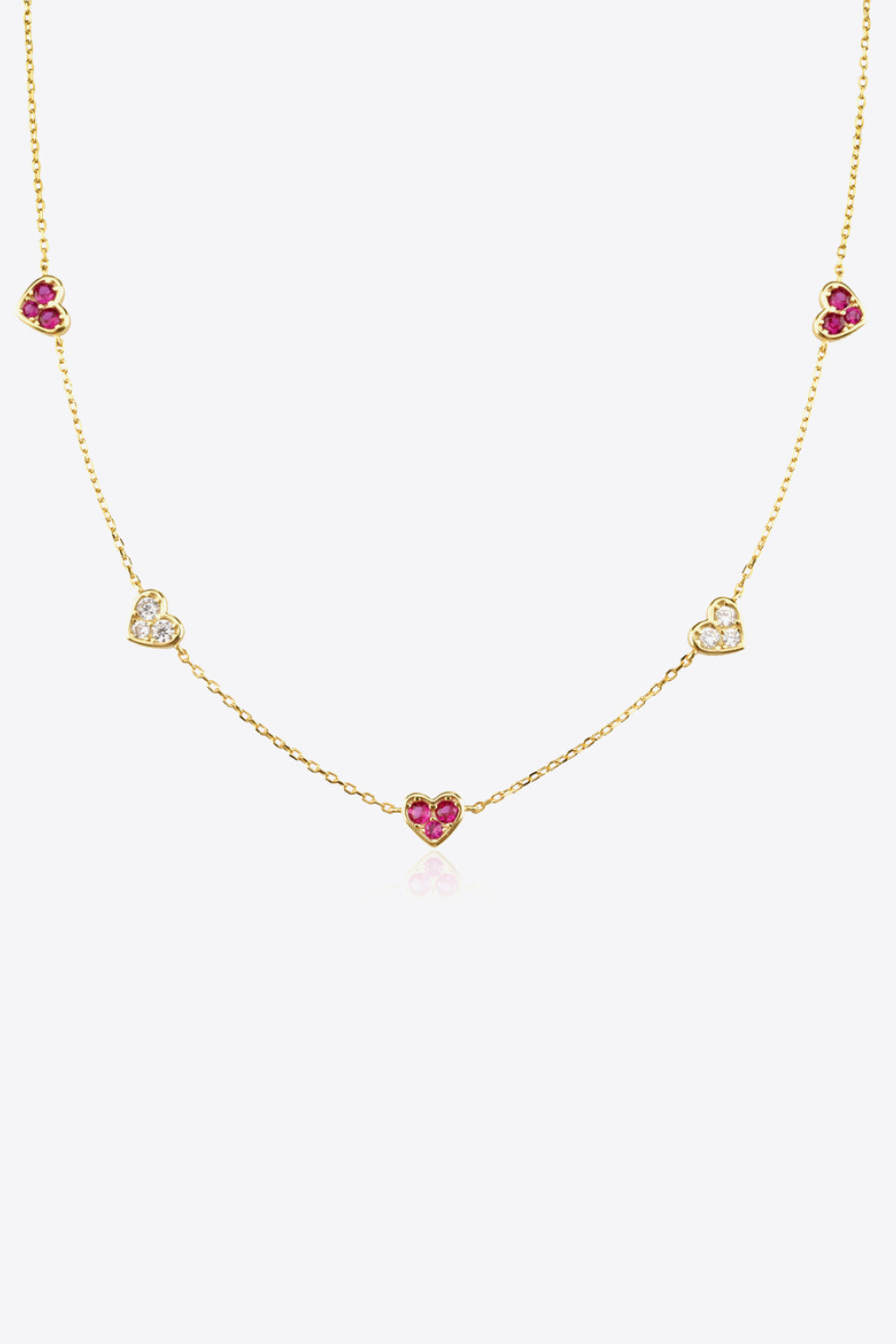 Inlaid Zircon Heart Necklace-Trendsi-Deep Red-One Size-[option4]-[option5]-[option6]-[option7]-[option8]-Shop-Boutique-Clothing-for-Women-Online