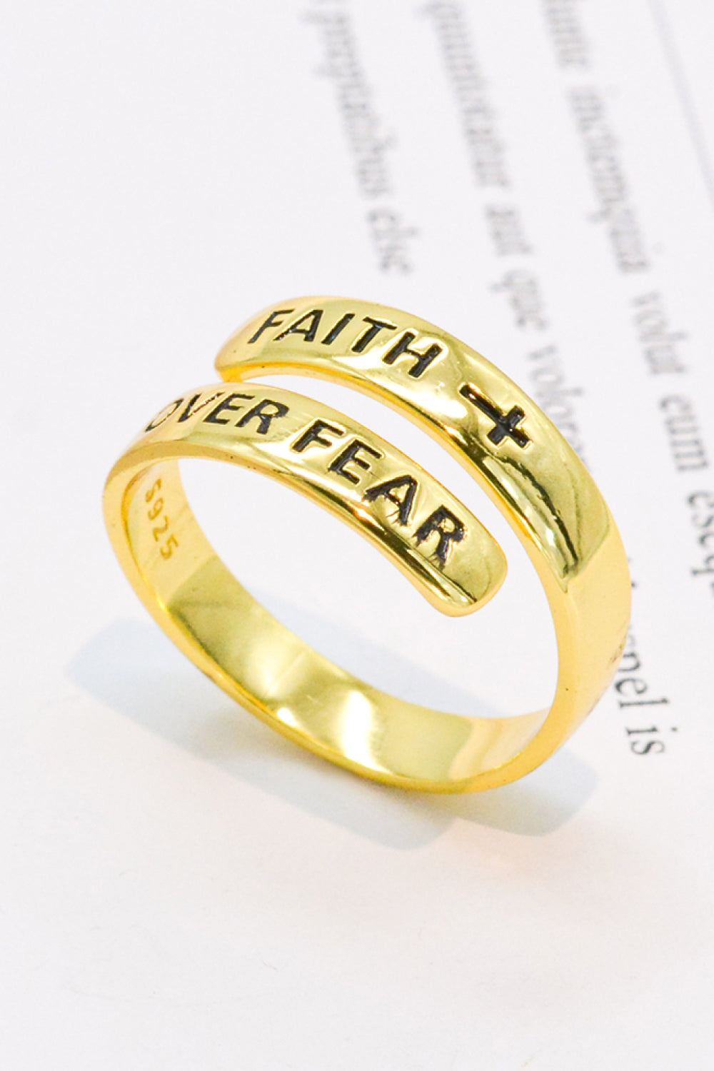 925 Sterling Silver FAITH OVER FEAR Bypass Ring-Trendsi-[option4]-[option5]-[option6]-[option7]-[option8]-Shop-Boutique-Clothing-for-Women-Online
