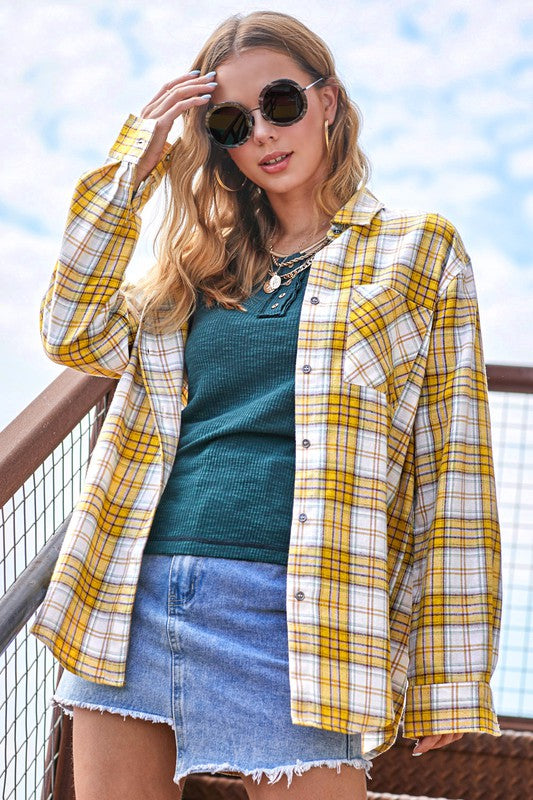 Dreamy Flannel Shirt-La Miel-DIJON-S-[option4]-[option5]-[option6]-[option7]-[option8]-Shop-Boutique-Clothing-for-Women-Online