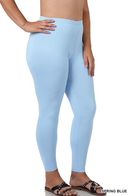 Women's Sportswear Microfiber Leggings in Blue with High-Waisted