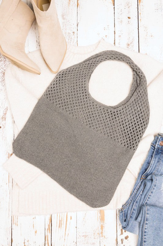 Soft Knit Hobo Bag-Aili's Corner-Gray-OneSize-[option4]-[option5]-[option6]-[option7]-[option8]-Shop-Boutique-Clothing-for-Women-Online
