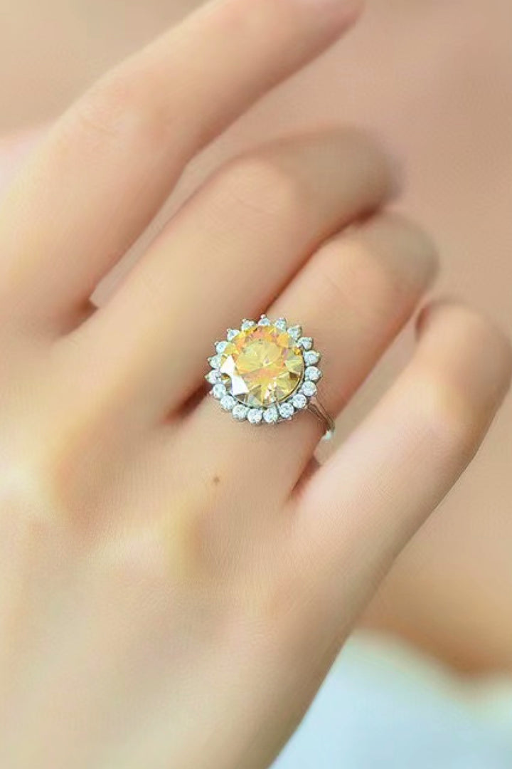 925 Sterling Silver 2 Carat Moissanite Sunflower Ring-Trendsi-[option4]-[option5]-[option6]-[option7]-[option8]-Shop-Boutique-Clothing-for-Women-Online