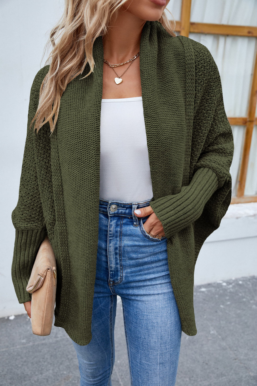 Open Front Long Sleeve Cardigan-Trendsi-Moss-S-[option4]-[option5]-[option6]-[option7]-[option8]-Shop-Boutique-Clothing-for-Women-Online