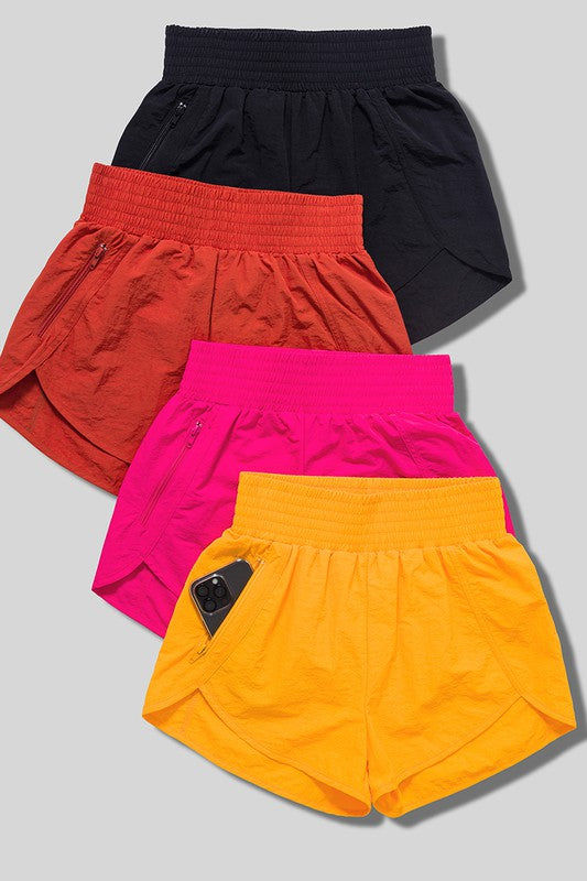 Zenana Windbreaker Smocked Waistband Running Shorts-ZENANA-[option4]-[option5]-[option6]-[option7]-[option8]-Shop-Boutique-Clothing-for-Women-Online