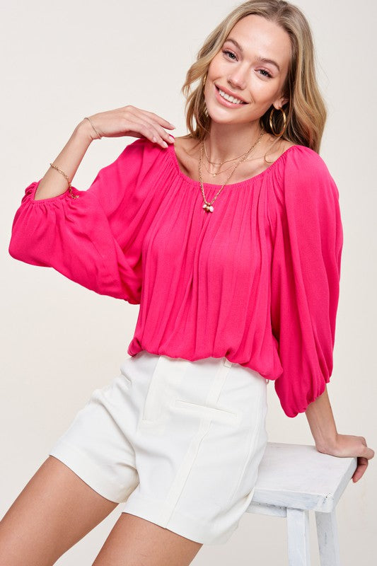 Jenna Balloon Sleeve Top-La Miel-[option4]-[option5]-[option6]-[option7]-[option8]-Shop-Boutique-Clothing-for-Women-Online