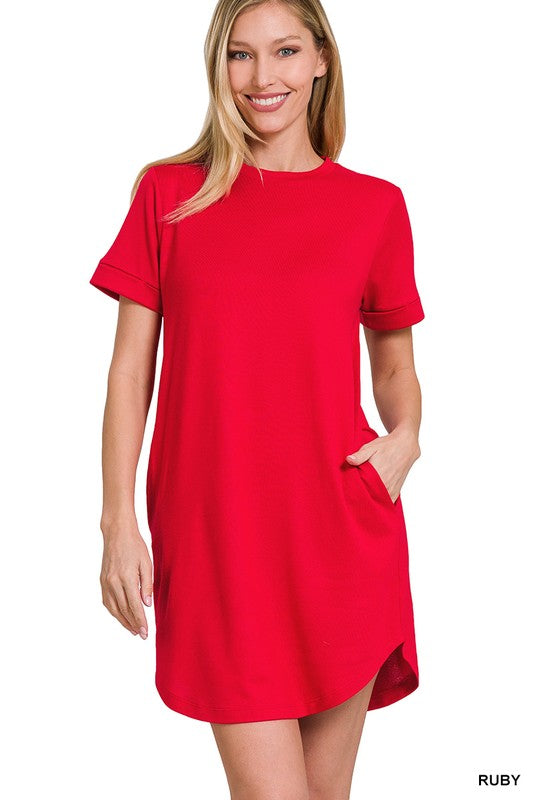 Zenana Rolled Sleeve T-Shirt Dress – The Bee Chic Boutique