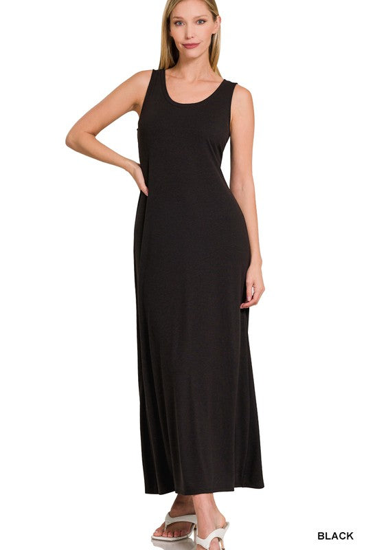 Zenana Sleeveless Flared Scoop Neck Maxi Dress-ZENANA-BLACK-S-[option4]-[option5]-[option6]-[option7]-[option8]-Shop-Boutique-Clothing-for-Women-Online
