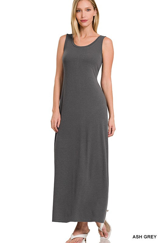 Zenana Sleeveless Flared Scoop Neck Maxi Dress-ZENANA-ASH GREY-S-[option4]-[option5]-[option6]-[option7]-[option8]-Shop-Boutique-Clothing-for-Women-Online