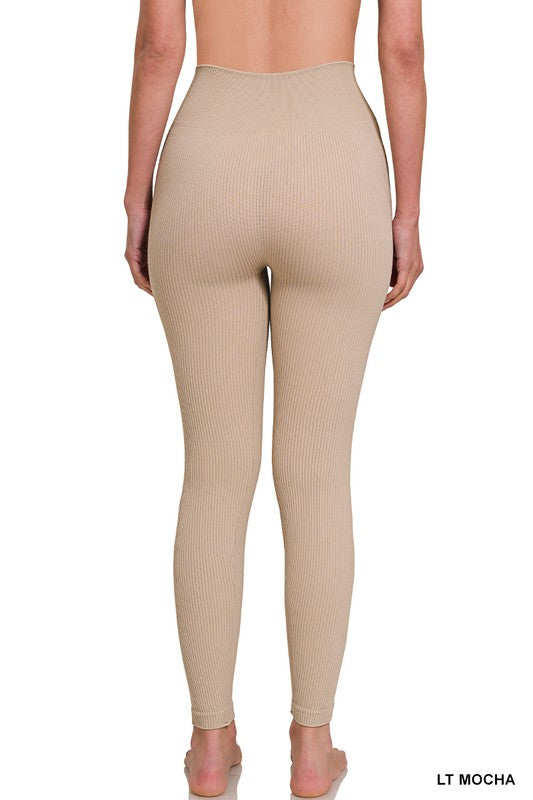 Zenana Ribbed Seamless High Waist Leggings-ZENANA-[option4]-[option5]-[option6]-[option7]-[option8]-Shop-Boutique-Clothing-for-Women-Online