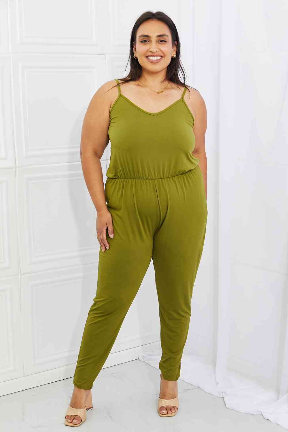 Capella Comfy Casual Full Size Solid Elastic Waistband Jumpsuit in Chartreuse-Trendsi-Chartreuse-S-[option4]-[option5]-[option6]-[option7]-[option8]-Shop-Boutique-Clothing-for-Women-Online