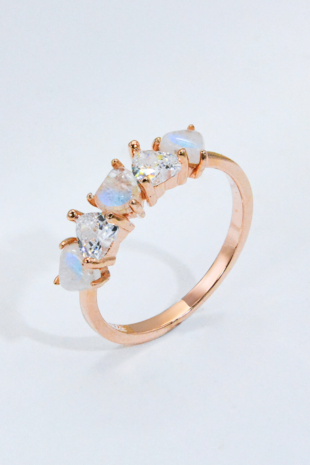 Moonstone and Zircon Heart Ring-Trendsi-Moonstone/Rose Gold-6-[option4]-[option5]-[option6]-[option7]-[option8]-Shop-Boutique-Clothing-for-Women-Online