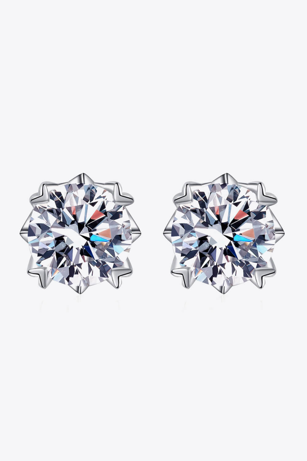 925 Sterling Silver 4 Carat Moissanite Stud Earrings-Trendsi-Silver-One Size-[option4]-[option5]-[option6]-[option7]-[option8]-Shop-Boutique-Clothing-for-Women-Online