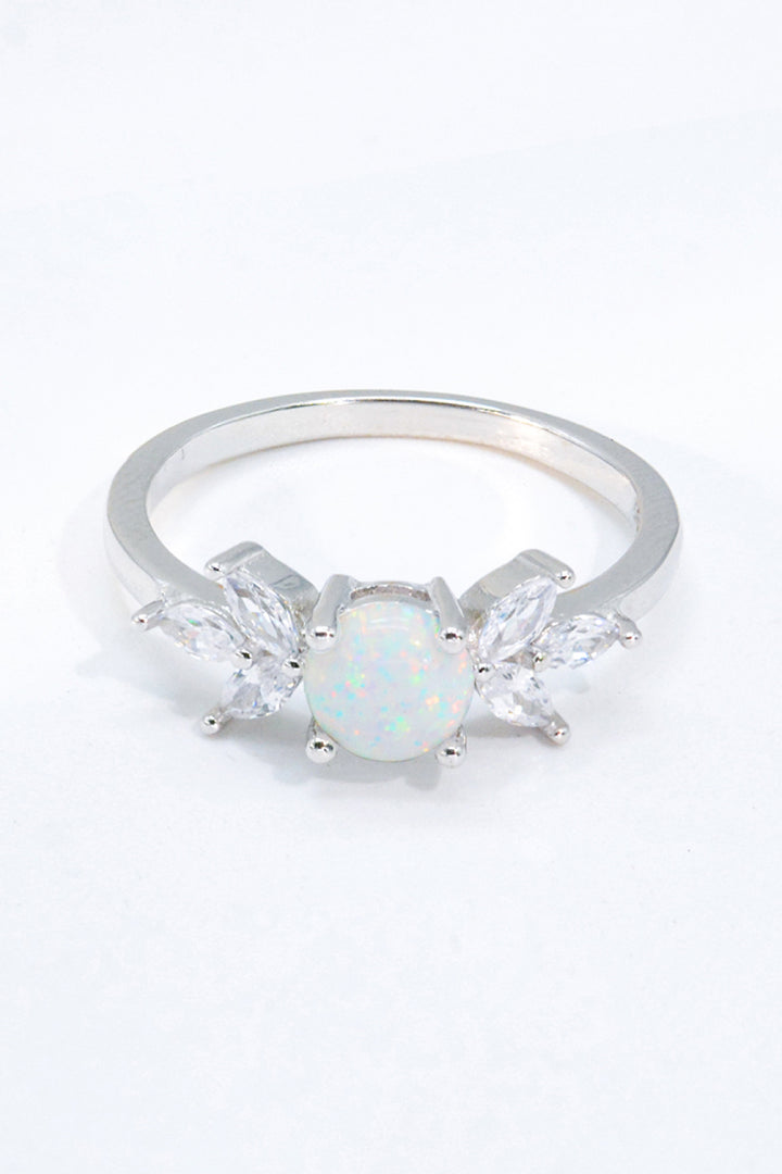 925 Sterling Silver Opal and Zircon Ring-Trendsi-[option4]-[option5]-[option6]-[option7]-[option8]-Shop-Boutique-Clothing-for-Women-Online