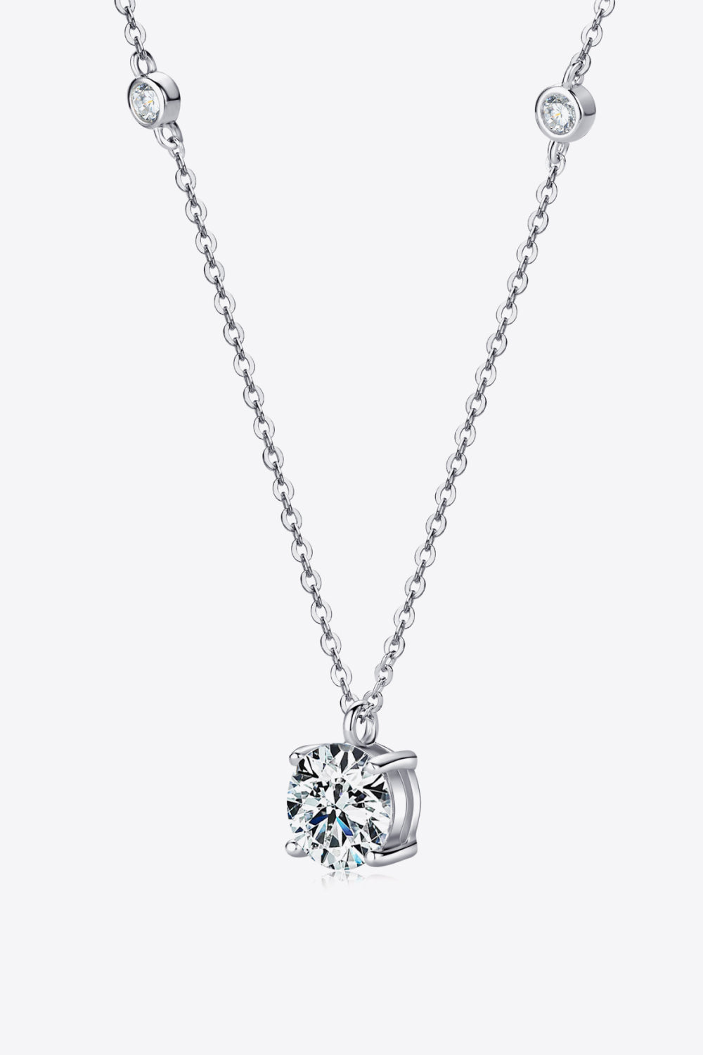 2 Carat Moissanite 4-Prong 925 Sterling Silver Necklace-Trendsi-Silver-One Size-[option4]-[option5]-[option6]-[option7]-[option8]-Shop-Boutique-Clothing-for-Women-Online