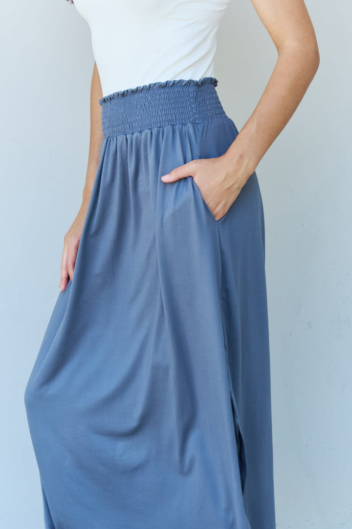 Doublju Comfort Princess High Waist Scoop Hem Maxi Skirt in Dusty Blue-Trendsi-[option4]-[option5]-[option6]-[option7]-[option8]-Shop-Boutique-Clothing-for-Women-Online