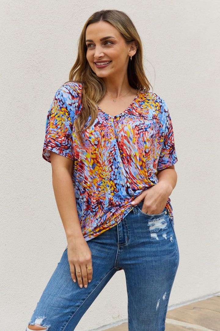 Be Stage Printed Dolman Flowy Top-Trendsi-Blue Mix-S-[option4]-[option5]-[option6]-[option7]-[option8]-Shop-Boutique-Clothing-for-Women-Online