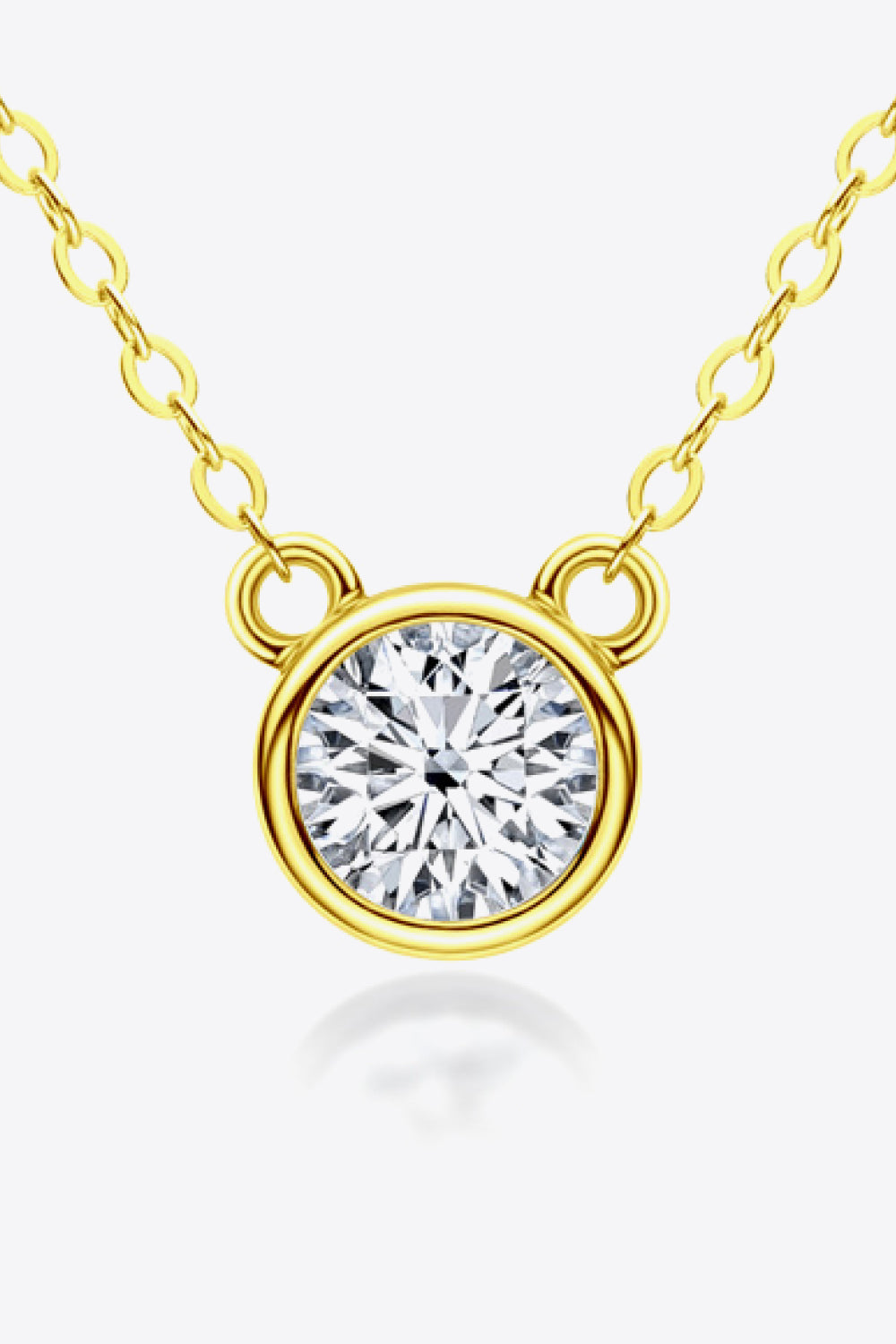 925 Sterling Silver 1 Carat Moissanite Round Pendant Necklace-Trendsi-Gold-One Size-[option4]-[option5]-[option6]-[option7]-[option8]-Shop-Boutique-Clothing-for-Women-Online