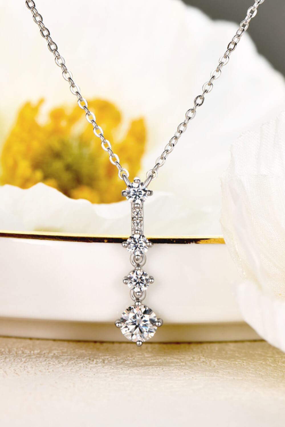 Keep You There Multi-Moissanite Pendant Necklace-Trendsi-Silver-One Size-[option4]-[option5]-[option6]-[option7]-[option8]-Shop-Boutique-Clothing-for-Women-Online