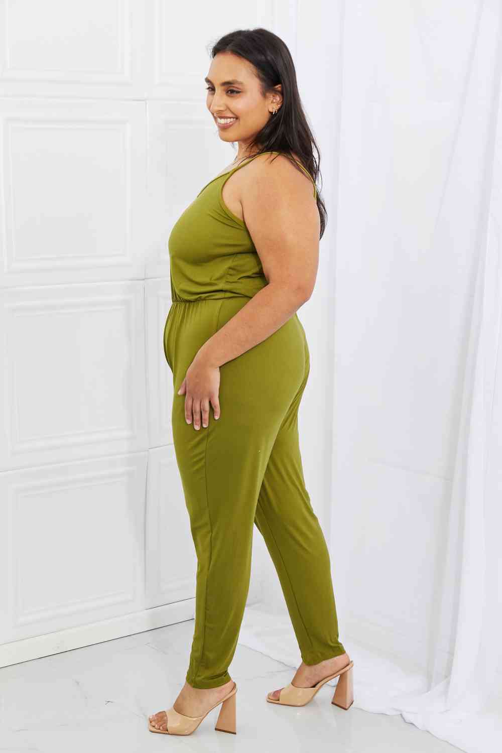 Capella Comfy Casual Full Size Solid Elastic Waistband Jumpsuit in Chartreuse-Trendsi-[option4]-[option5]-[option6]-[option7]-[option8]-Shop-Boutique-Clothing-for-Women-Online