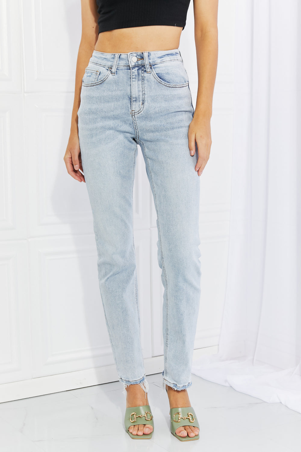 Lovervet Raw Hem High-Waisted Jeans-The Bee Chic Boutique-Light-24-[option4]-[option5]-[option6]-[option7]-[option8]-Shop-Boutique-Clothing-for-Women-Online