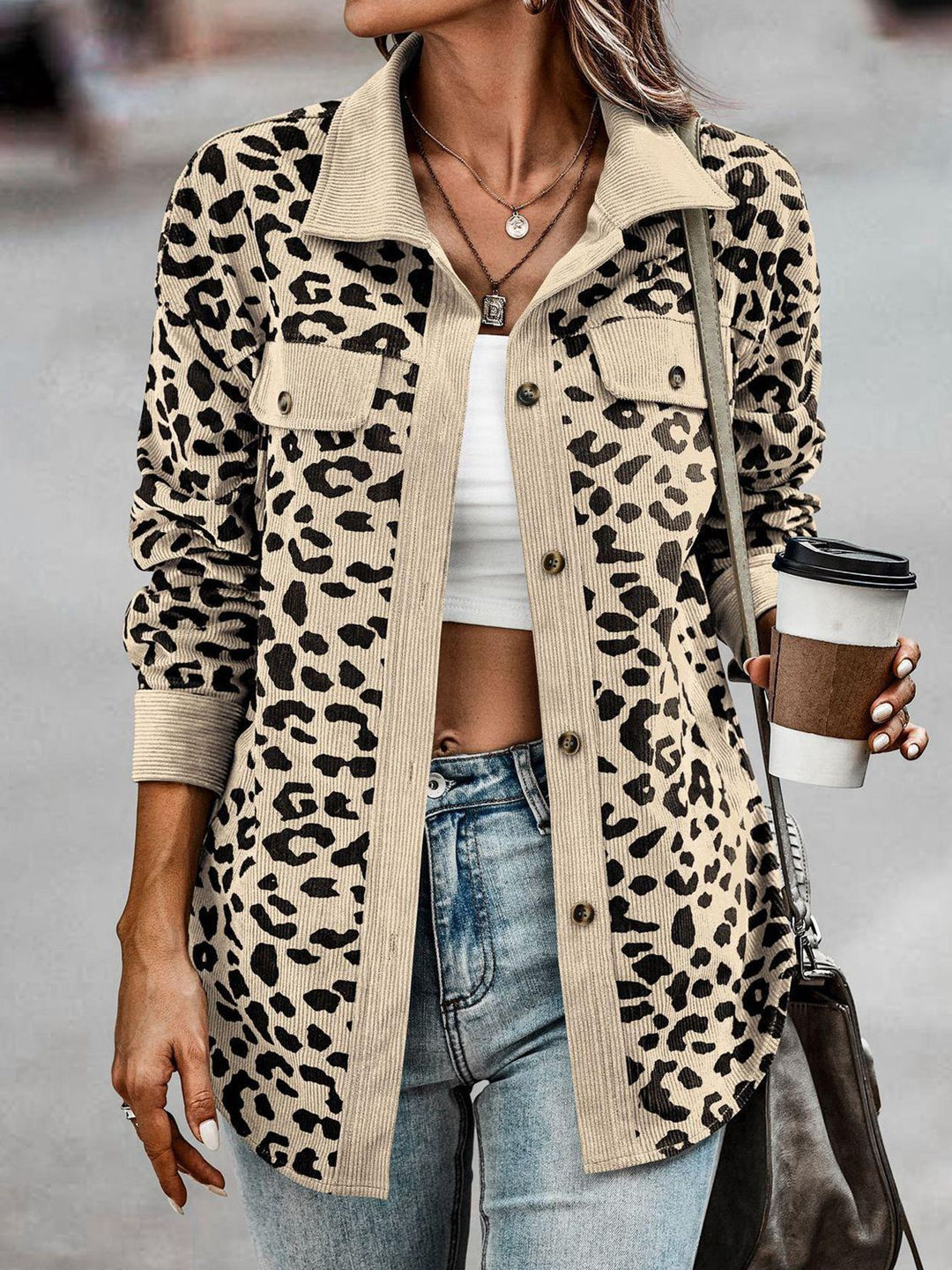 Leopard Buttoned Lightweight Shacket-Trendsi-Beige-S-[option4]-[option5]-[option6]-[option7]-[option8]-Shop-Boutique-Clothing-for-Women-Online