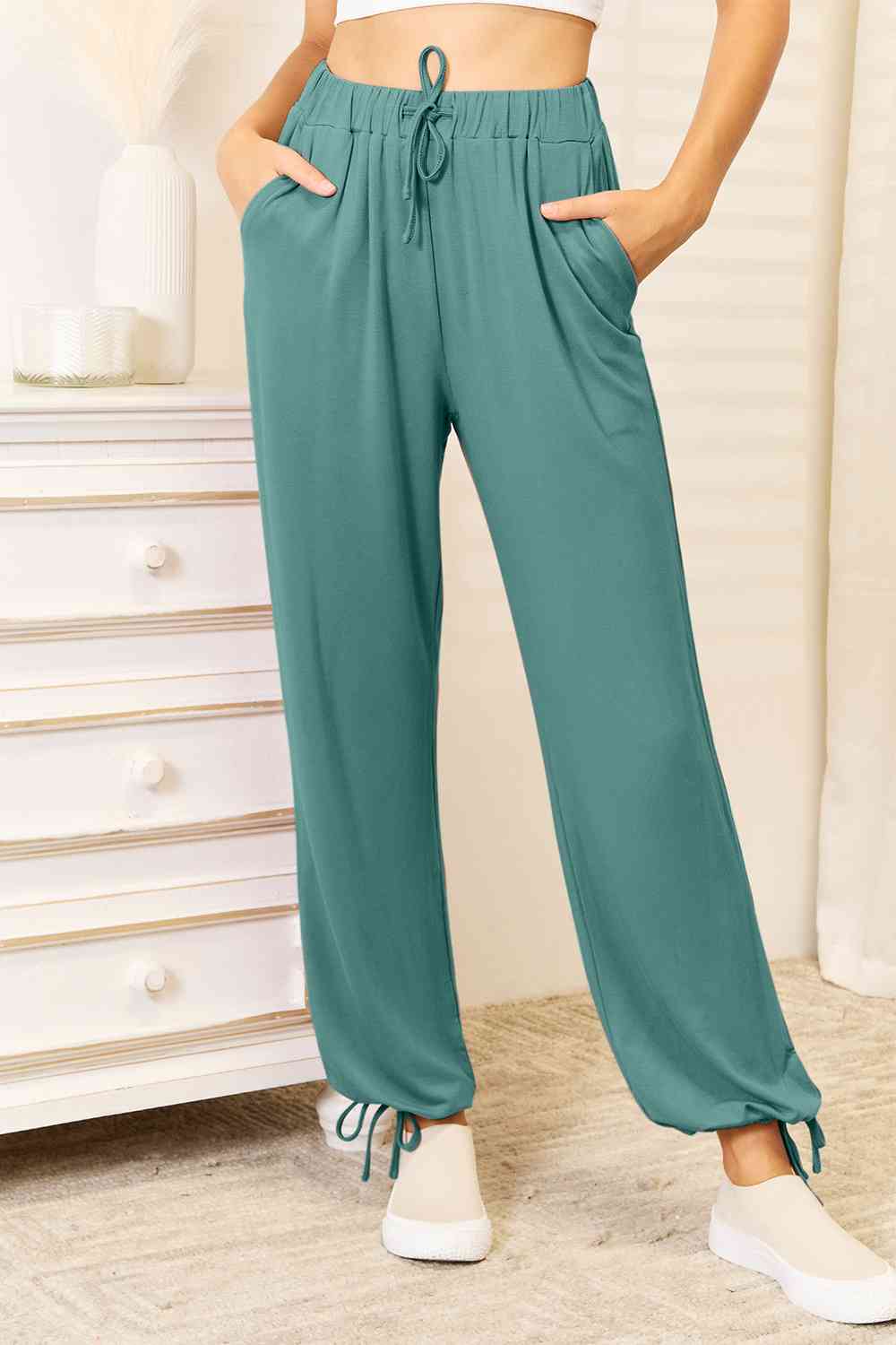 Basic Bae Soft Rayon Drawstring Waist Pants with Pockets-Trendsi-Teal-S-[option4]-[option5]-[option6]-[option7]-[option8]-Shop-Boutique-Clothing-for-Women-Online