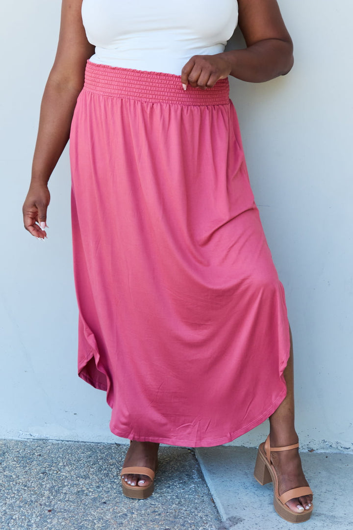 Doublju Comfort Princess High Waist Scoop Hem Maxi Skirt in Hot Pink-Trendsi-Hot Pink-S-[option4]-[option5]-[option6]-[option7]-[option8]-Shop-Boutique-Clothing-for-Women-Online