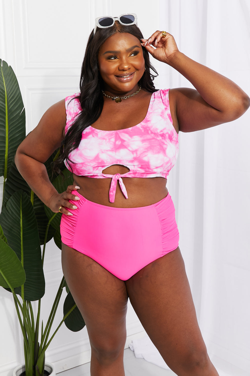 Marina West Swim Sanibel Crop Swim Top and Ruched Bottoms Set in Pink-Trendsi-[option4]-[option5]-[option6]-[option7]-[option8]-Shop-Boutique-Clothing-for-Women-Online