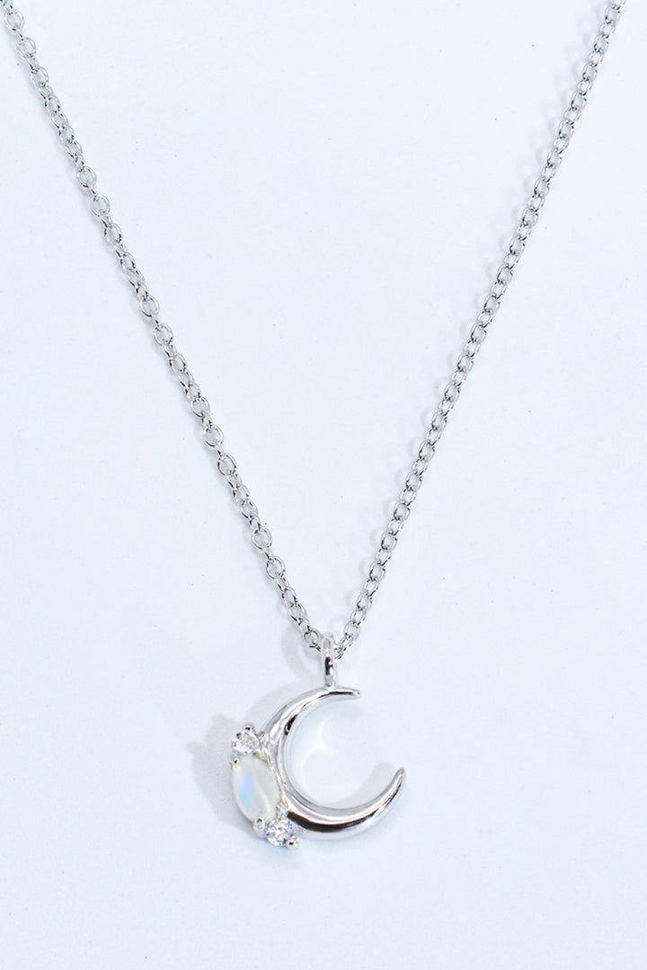 Natural Moonstone Moon Pendant Necklace-Trendsi-Silver-One Size-[option4]-[option5]-[option6]-[option7]-[option8]-Shop-Boutique-Clothing-for-Women-Online