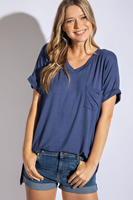 Rae Mode Modal V Neck High Low Tee-Rae Mode-[option4]-[option5]-[option6]-[option7]-[option8]-Shop-Boutique-Clothing-for-Women-Online